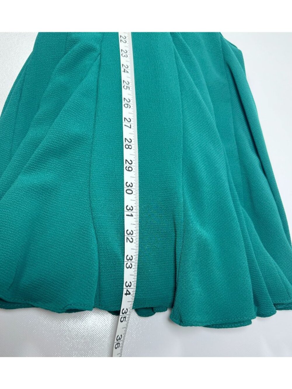 Emerald Green Dress 12 Fit Flare Long Bishop Slv Braided Belt Crepe Mini Pleat - Picture 7 of 7